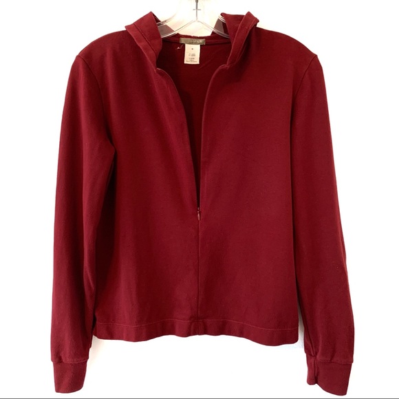 J. CREW WOMEN'S BURGUNDY 1/2 ZIP HOODIE - Picture 2 of 5